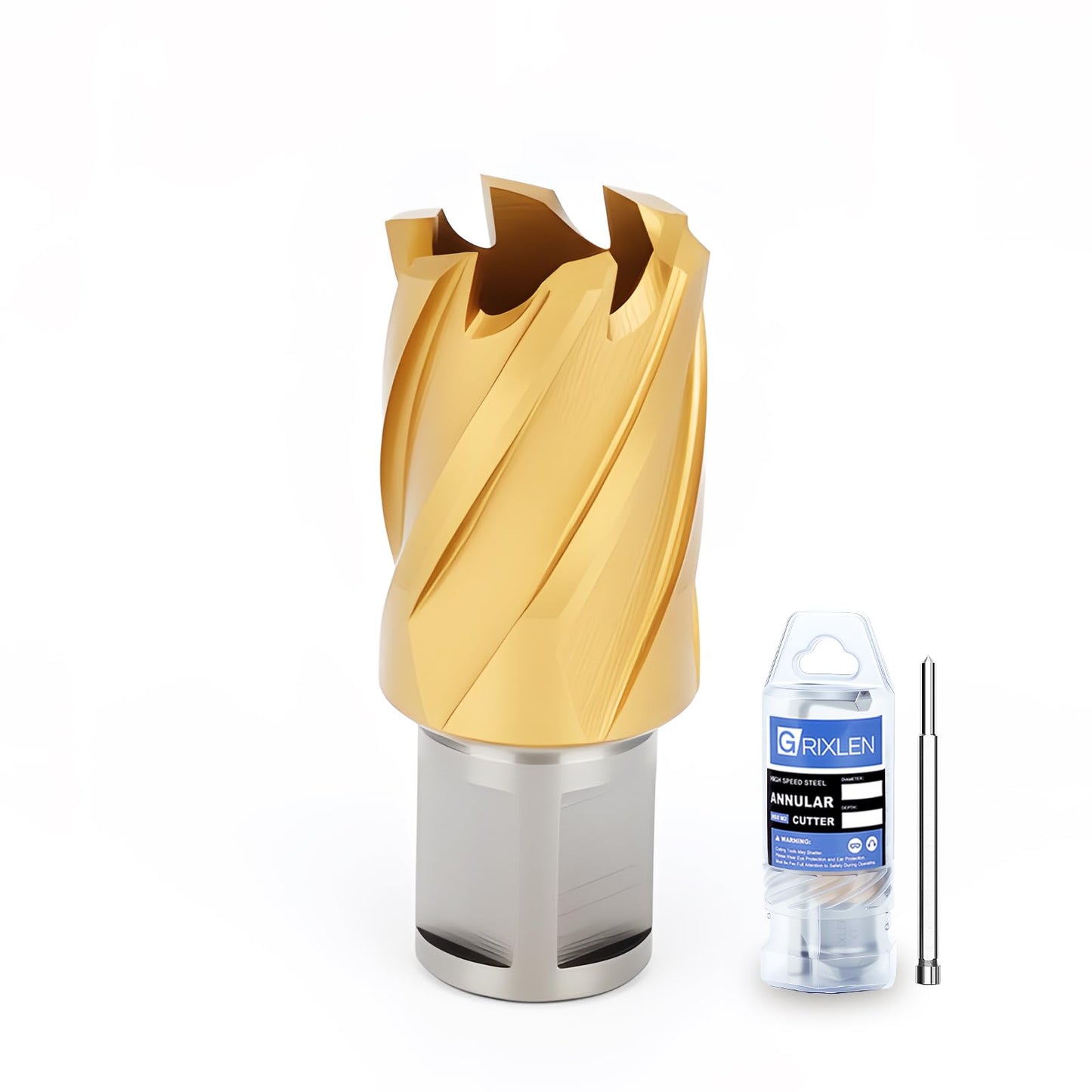 21/32"x1" HSS Annular Cutter，Titanium Coating，Weldon Shank，Diameter 21/32"，Cutting Depth 1"
