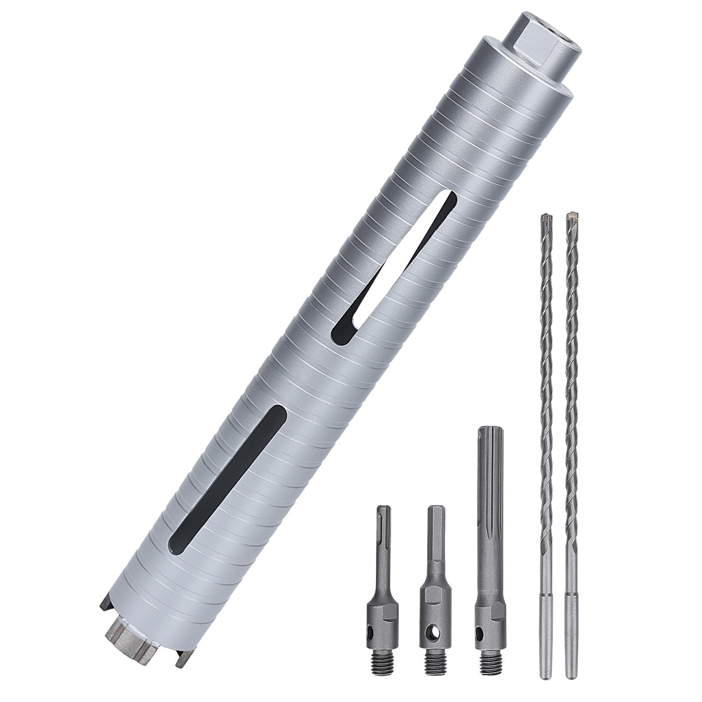 3 inch Diamond Dry Core Drill Bit, 10" Drilling Depth, 5/8"-11 Thread Core Drill Bit for Concrete Masonry Brick Block, Includes 3 Adapters SDS Plus, SDS Max and Hex (3 inch)