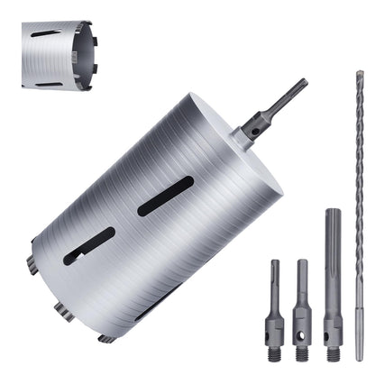 76 mm Diamant-Trockenbohrkrone, 254 mm Bohrtiefe, 5/8"-11 Gewinde Kernbohrer für Beton Mauerwerk Ziegelstein, inklusive 3 Adapter SDS Plus, SDS Max und Sechskant (76 mm)