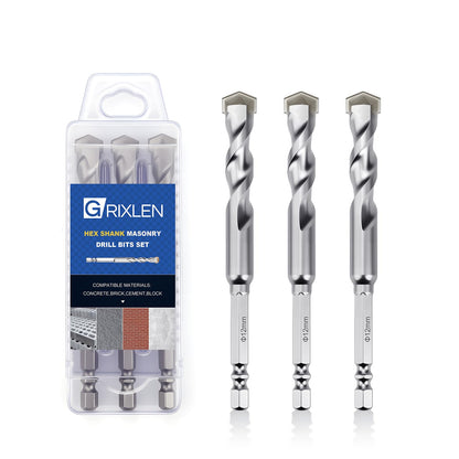 3er-Pack 1/4"(6mm) Sechskantschaft Hammerbohrer Steinbohrer, 110mm Länge Steinbohrer für Beton, Zement, Ziegel, Stein (3 Stück, 1/4" x 4.3" (6x110mm))