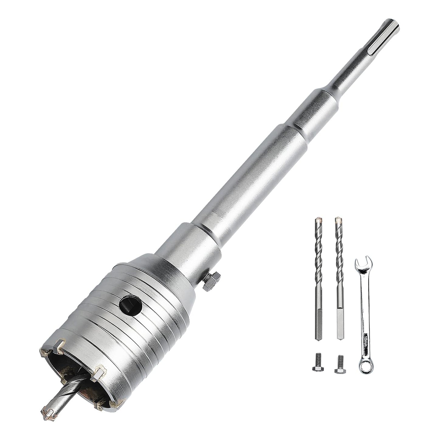 3 inch / 75mm Concrete Hole Saw with SDS Plus Shank Connecting Rod, 6.3mm Tungsten Carbide Tip for Concrete Cement Brick Wall