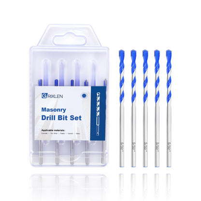 5er-Pack 5/32" Mauerbohrer-Set, Betonbohrer-Set, Betonbohrer für Beton, Fliesen, Ziegel, Zement, Glas (Sechskantschaft, 5/32 Zoll (5er-Pack))