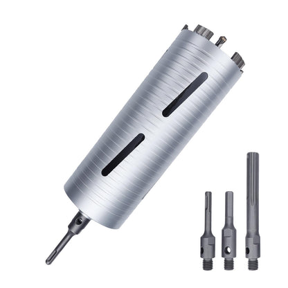 76 mm Diamant-Trockenbohrkrone, 254 mm Bohrtiefe, 5/8"-11 Gewinde Kernbohrer für Beton Mauerwerk Ziegelstein, inklusive 3 Adapter SDS Plus, SDS Max und Sechskant (76 mm)