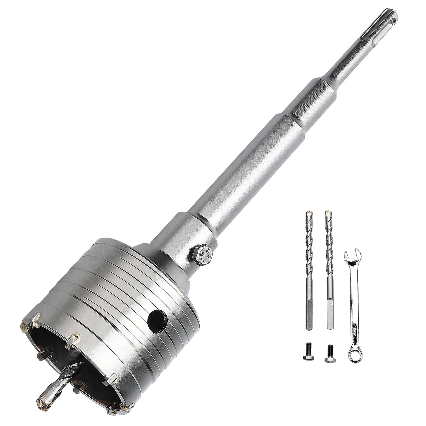 3 inch / 75mm Concrete Hole Saw with SDS Plus Shank Connecting Rod, 6.3mm Tungsten Carbide Tip for Concrete Cement Brick Wall