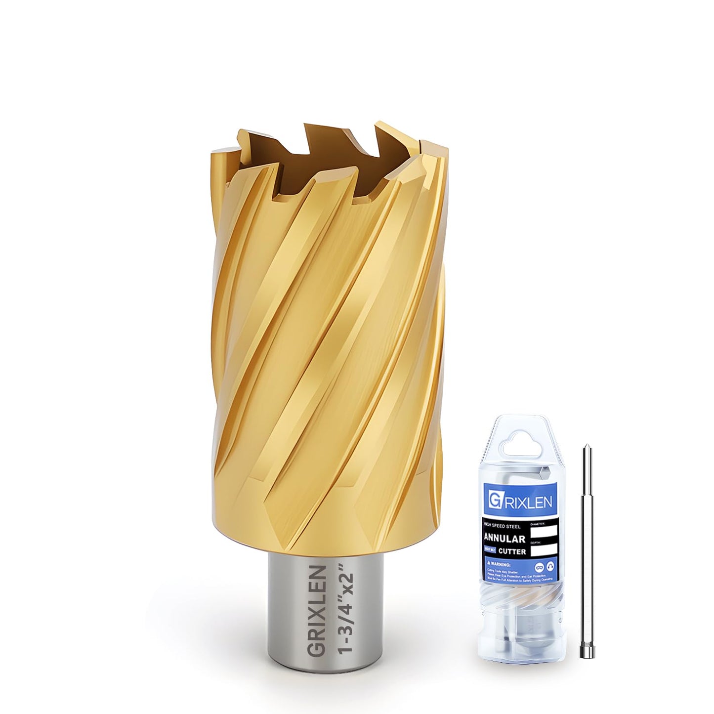 21/32"x1" HSS Annular Cutter，Titanium Coating，Weldon Shank，Diameter 21/32"，Cutting Depth 1"