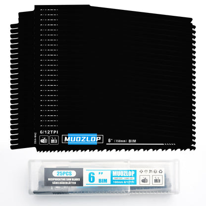 5er-Pack 9-Zoll-Säbelsägeblätter-Set, 6TPI-Sägeblätter aus Kohlenstoffstahl, Holzsägeblätter mit Organizer-Box (5, 6TPI/9 Zoll)