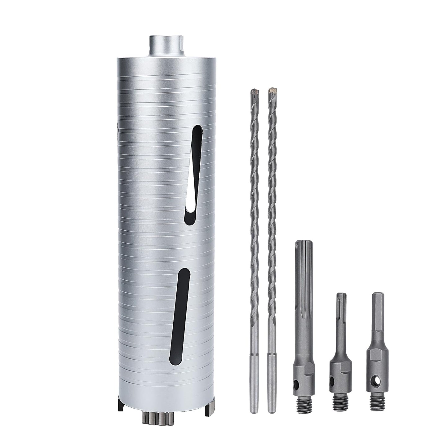 3 inch Diamond Dry Core Drill Bit, 10" Drilling Depth, 5/8"-11 Thread Core Drill Bit for Concrete Masonry Brick Block, Includes 3 Adapters SDS Plus, SDS Max and Hex (3 inch)