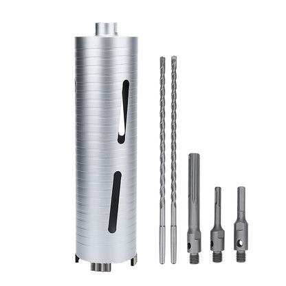 76 mm Diamant-Trockenbohrkrone, 254 mm Bohrtiefe, 5/8"-11 Gewinde Kernbohrer für Beton Mauerwerk Ziegelstein, inklusive 3 Adapter SDS Plus, SDS Max und Sechskant (76 mm)