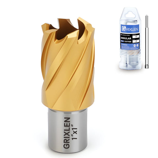 21/32"x1" HSS Annular Cutter，Titanium Coating，Weldon Shank，Diameter 21/32"，Cutting Depth 1"