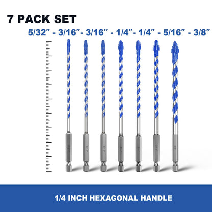 5er-Pack 3/16 Zoll Fliesenbohrer, Sechskantschaft-Stufenbohrer für Fliesen, Beton, Porzellan, Ziegel, Glas, Zement, 15,2 cm Länge