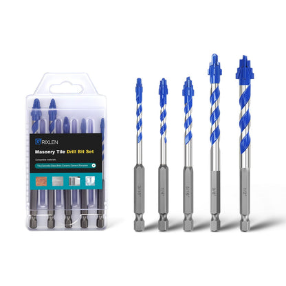 5er-Pack 3/16 Zoll Fliesenbohrer, Sechskantschaft-Stufenbohrer für Fliesen, Beton, Porzellan, Ziegel, Glas, Zement, 15,2 cm Länge