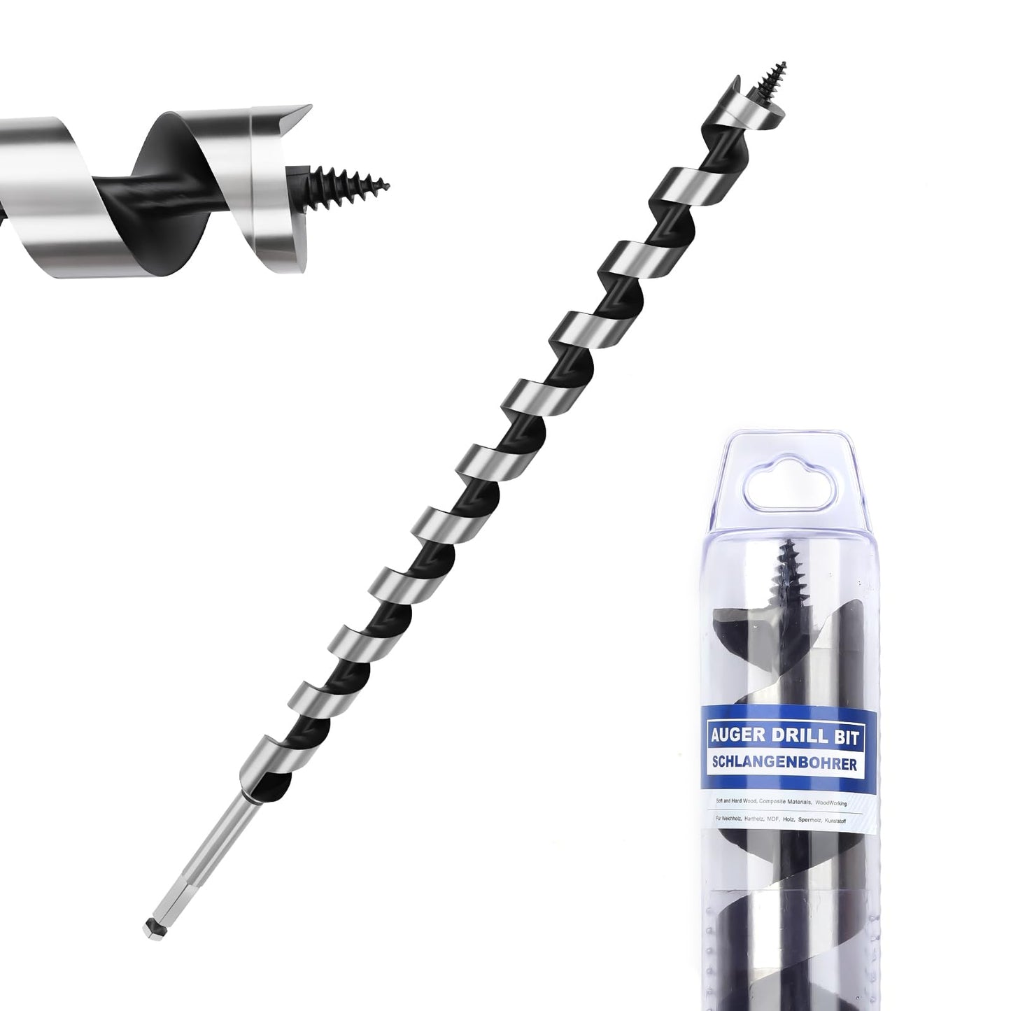 3 Pack 3/8 inch X 9 inch Auger Bit for Wood, 10x230mm Hex Long Auger Drill Bit for Wood, Hard Wood,Ship, Composite Materials, Drywall and DIY Projects