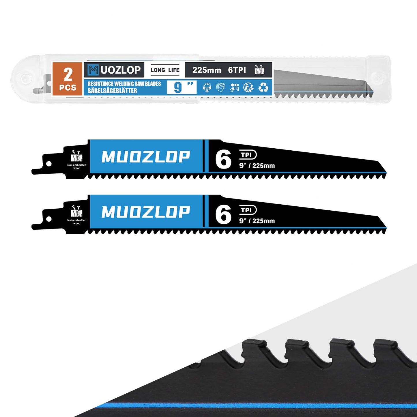 2 Pack 12 inch Reciprocating Saw Blades Set，3 TPI High Carbon Saw Blades for Wood Cutting ，Saw Blades with Organizer Case (2, 3T/12inch)