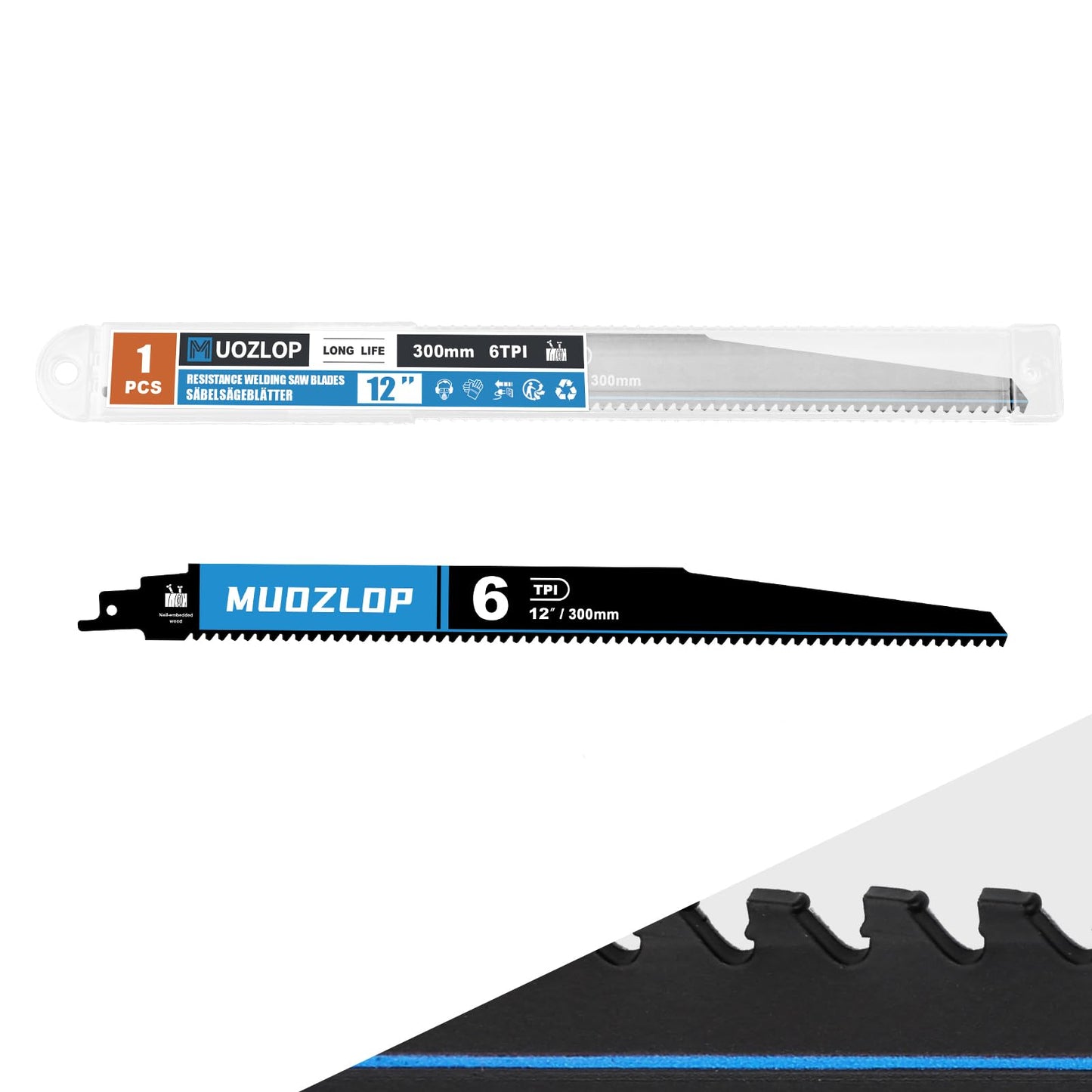 2 Pack 12 inch Reciprocating Saw Blades Set，3 TPI High Carbon Saw Blades for Wood Cutting ，Saw Blades with Organizer Case (2, 3T/12inch)