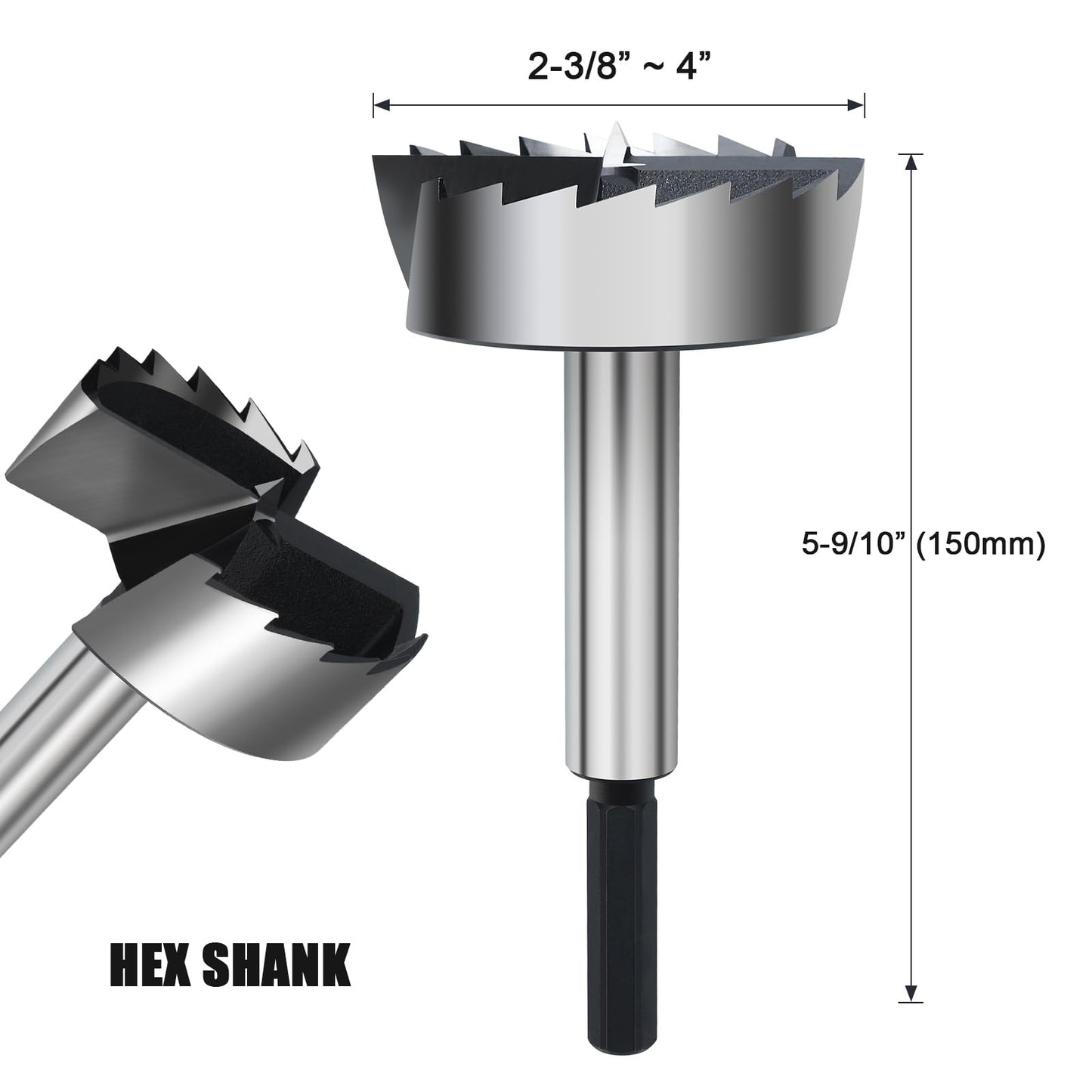 2 Inch Forstner Drill Bit for Woodworking, 2" Forstner Bit Wood Drill Bits for Holes, Hinge Cutter for Hard Wood, Plastic, Plywood HEX Shank