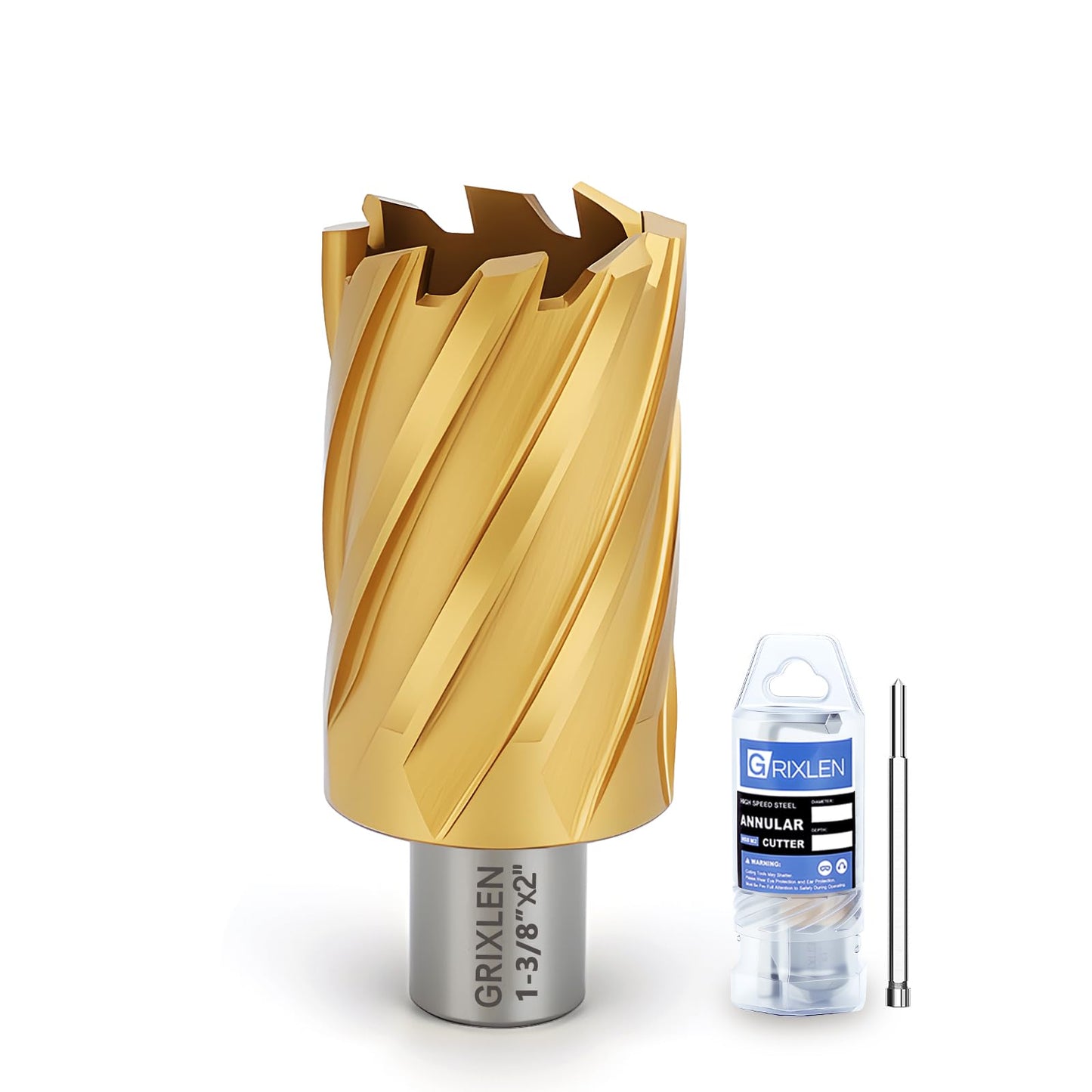 21/32"x1" HSS Annular Cutter，Titanium Coating，Weldon Shank，Diameter 21/32"，Cutting Depth 1"