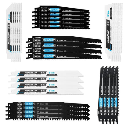 32er-Pack Säbelsägeblätter-Set, Sägeblätter mit hohem Kohlenstoffgehalt, Metall- und Holzsägeblätter mit Organizer-Koffer (32er-Pack)