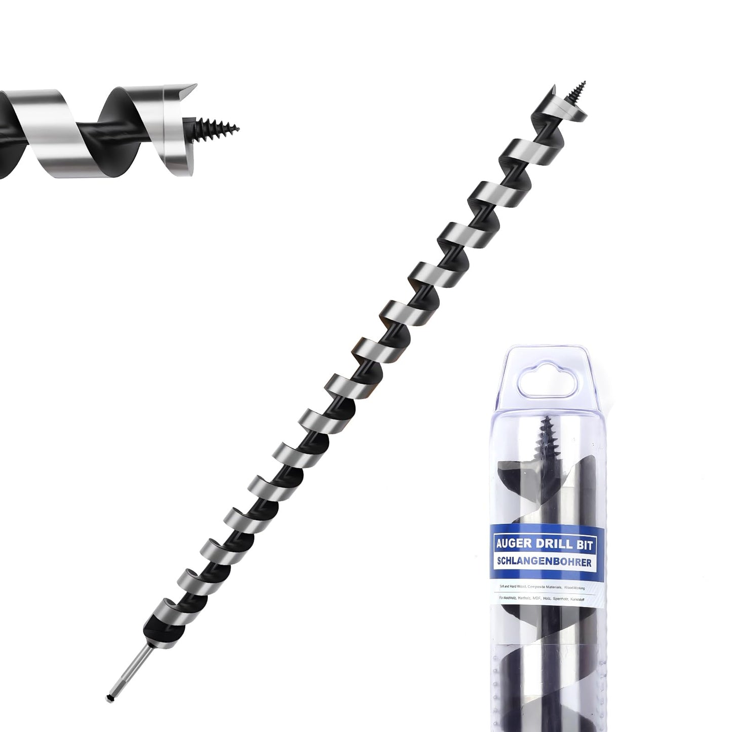 3 Pack 3/8 inch X 9 inch Auger Bit for Wood, 10x230mm Hex Long Auger Drill Bit for Wood, Hard Wood,Ship, Composite Materials, Drywall and DIY Projects