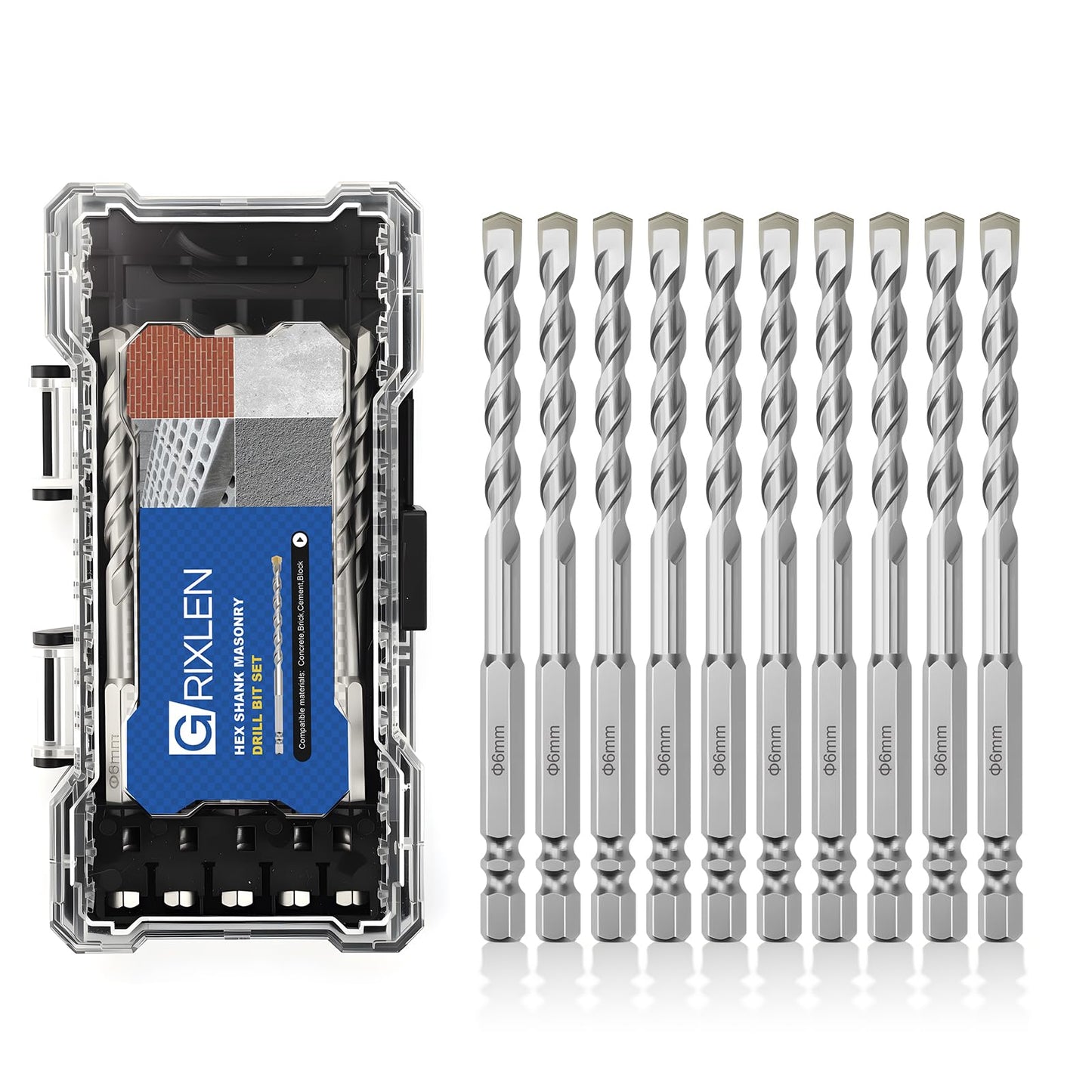 3 Pack 1/4"(6mm) Hex Shank Hammer Drill Masonry Bits, 4.3" Length Masonry Drill Bits for Concrete, Cement, Brick, Stone (3 Pieces, 1/4" x 4.3" (6x110mm))