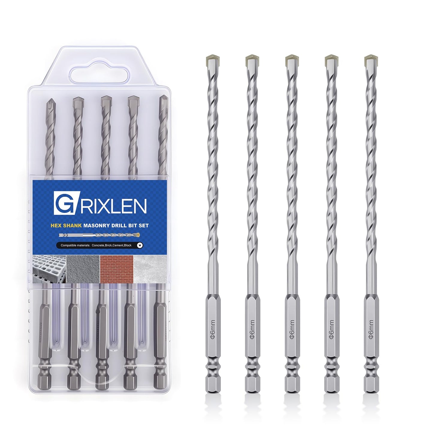 3 Pack 1/4"(6mm) Hex Shank Hammer Drill Masonry Bits, 4.3" Length Masonry Drill Bits for Concrete, Cement, Brick, Stone (3 Pieces, 1/4" x 4.3" (6x110mm))