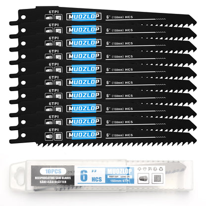 5er-Pack 9-Zoll-Säbelsägeblätter-Set, 6TPI-Sägeblätter aus Kohlenstoffstahl, Holzsägeblätter mit Organizer-Box (5, 6TPI/9 Zoll)