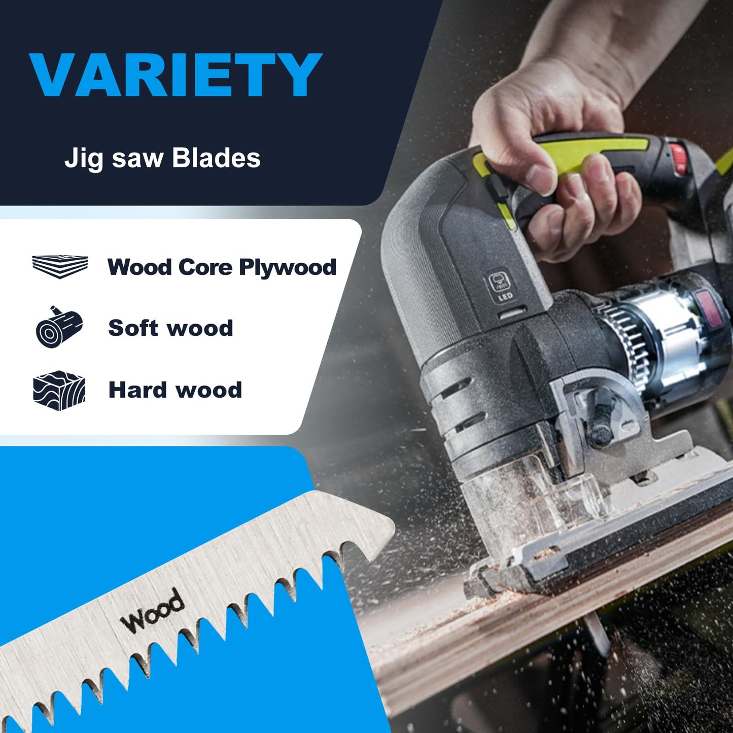 MUOZLOP20pcsT118A Jigsaw Blades，21TPI Jig Saw Blades with Storage Case,T-Shank jig Saw Blades for Metal Cutting (20pcsT118A)