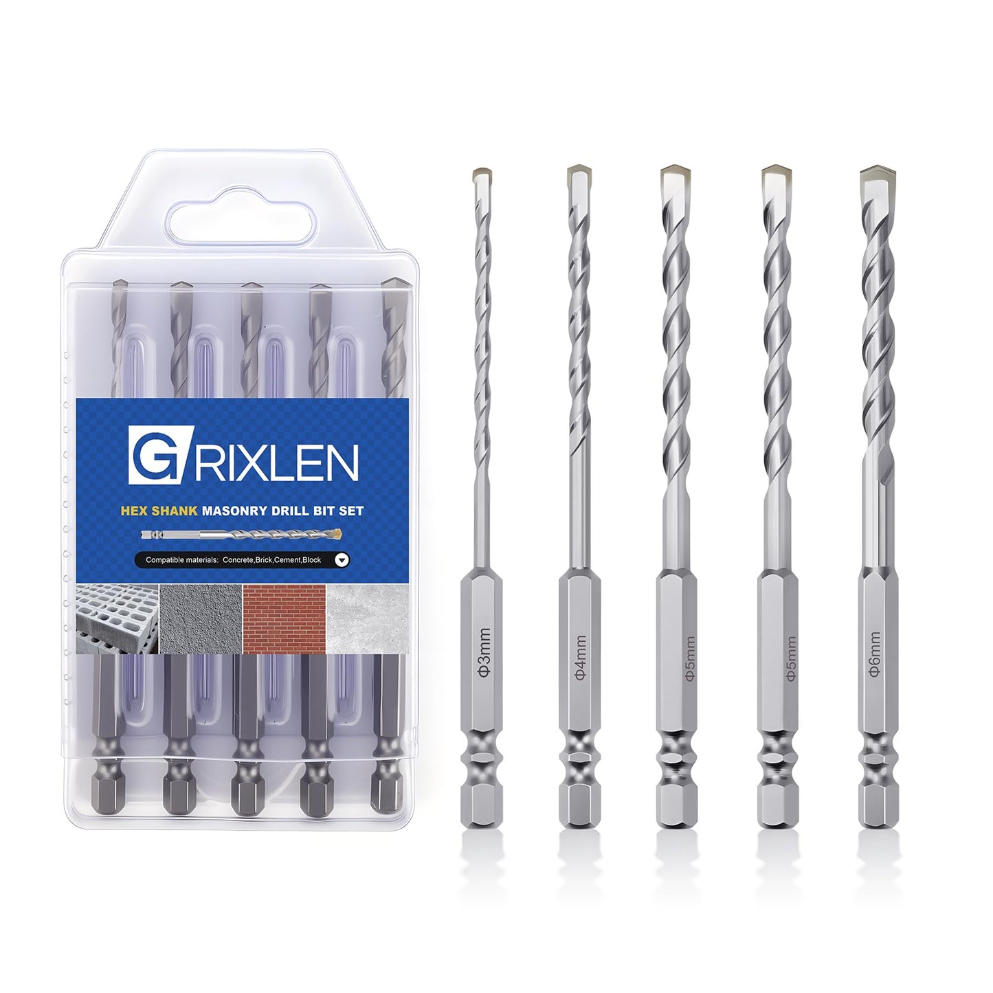 3 Pack 1/4"(6mm) Hex Shank Hammer Drill Masonry Bits, 4.3" Length Masonry Drill Bits for Concrete, Cement, Brick, Stone (3 Pieces, 1/4" x 4.3" (6x110mm))