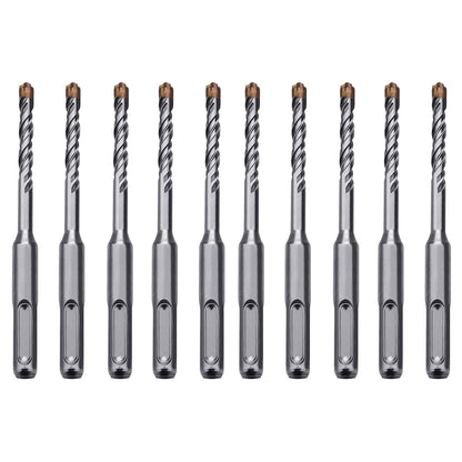 10er-Pack 3/8 Zoll x 6,3 Zoll SDS Plus Bohrhammerbohrer, Betonbohrer für Beton, Ziegel, Zement und Stein, 6,3 Zoll Länge (3/8 Zoll - 10er-Pack)