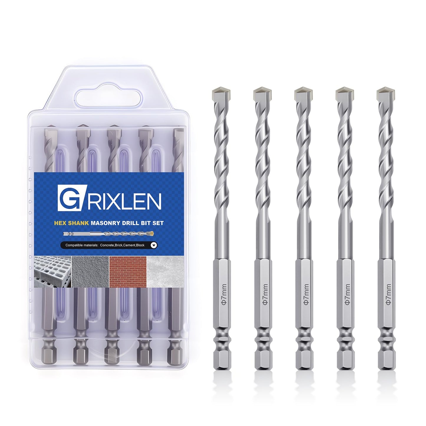 3 Pack 1/4"(6mm) Hex Shank Hammer Drill Masonry Bits, 4.3" Length Masonry Drill Bits for Concrete, Cement, Brick, Stone (3 Pieces, 1/4" x 4.3" (6x110mm))