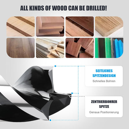 1/2" x 6" Holzbohrer für weiches und hartes Holz, Kunststoff, Trockenbau und Verbundwerkstoffe – 1/4" Sechskantschaft Schnellwechsel Dreifach-Nut Holzbohrer