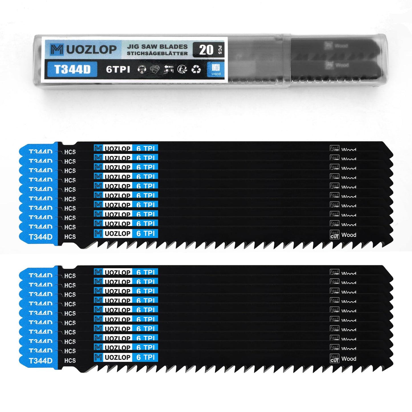MUOZLOP20pcsT118A Jigsaw Blades，21TPI Jig Saw Blades with Storage Case,T-Shank jig Saw Blades for Metal Cutting (20pcsT118A)
