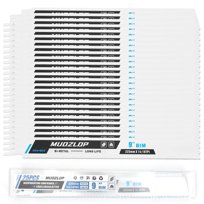 5er-Pack 9-Zoll-Säbelsägeblätter-Set, 6TPI-Sägeblätter aus Kohlenstoffstahl, Holzsägeblätter mit Organizer-Box (5, 6TPI/9 Zoll)