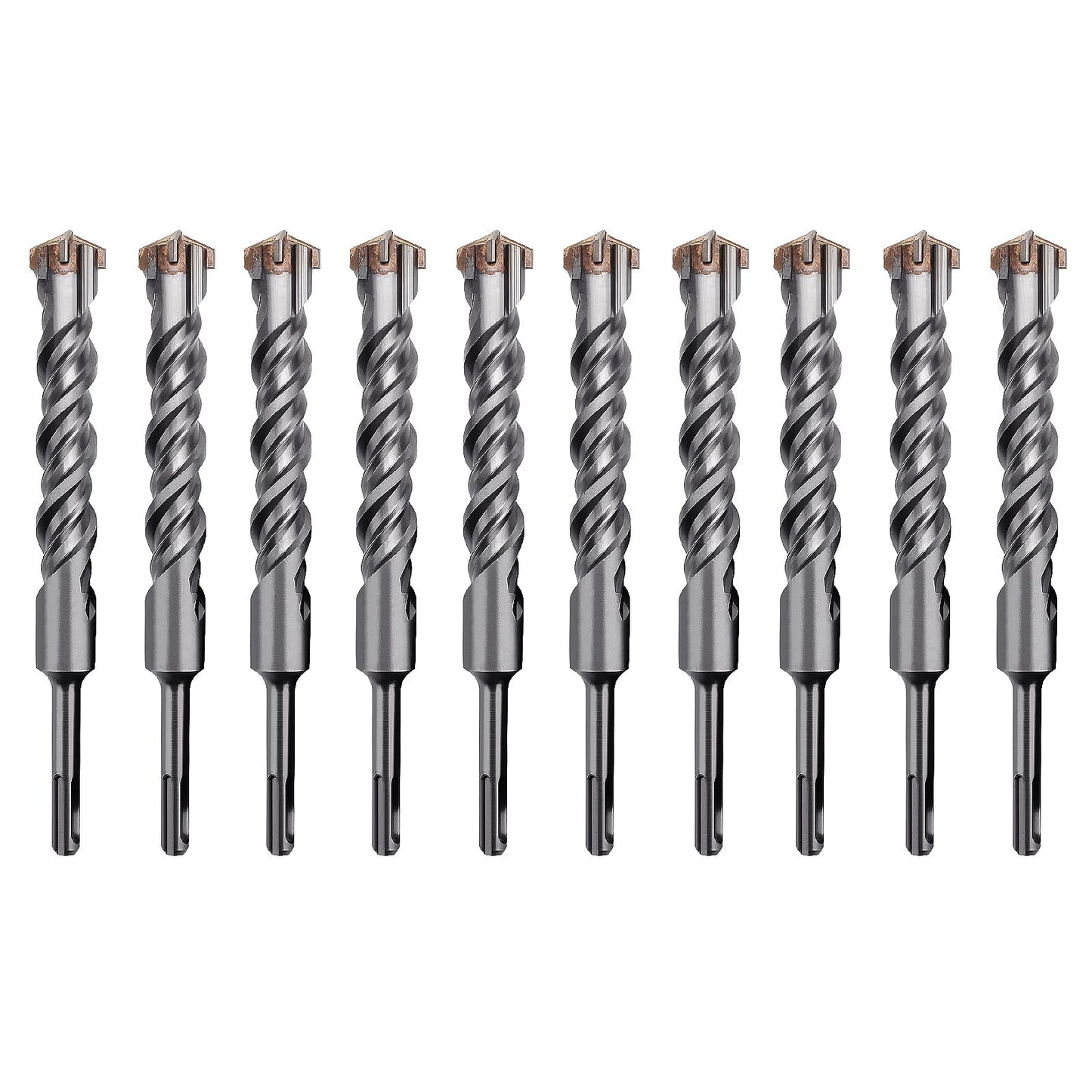10 Pack 3/8 inch x 6.3 inch SDS Plus Rotary Hammer Bit, Concrete Drill Bits for Concrete, Brick, Cement and Stone, 6.3 inch Length (3/8 inch - 10 Pack)