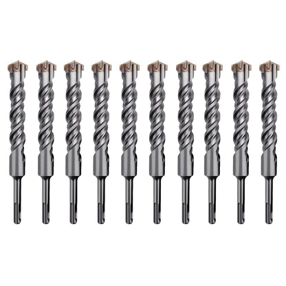 10er-Pack 3/8 Zoll x 6,3 Zoll SDS Plus Bohrhammerbohrer, Betonbohrer für Beton, Ziegel, Zement und Stein, 6,3 Zoll Länge (3/8 Zoll - 10er-Pack)