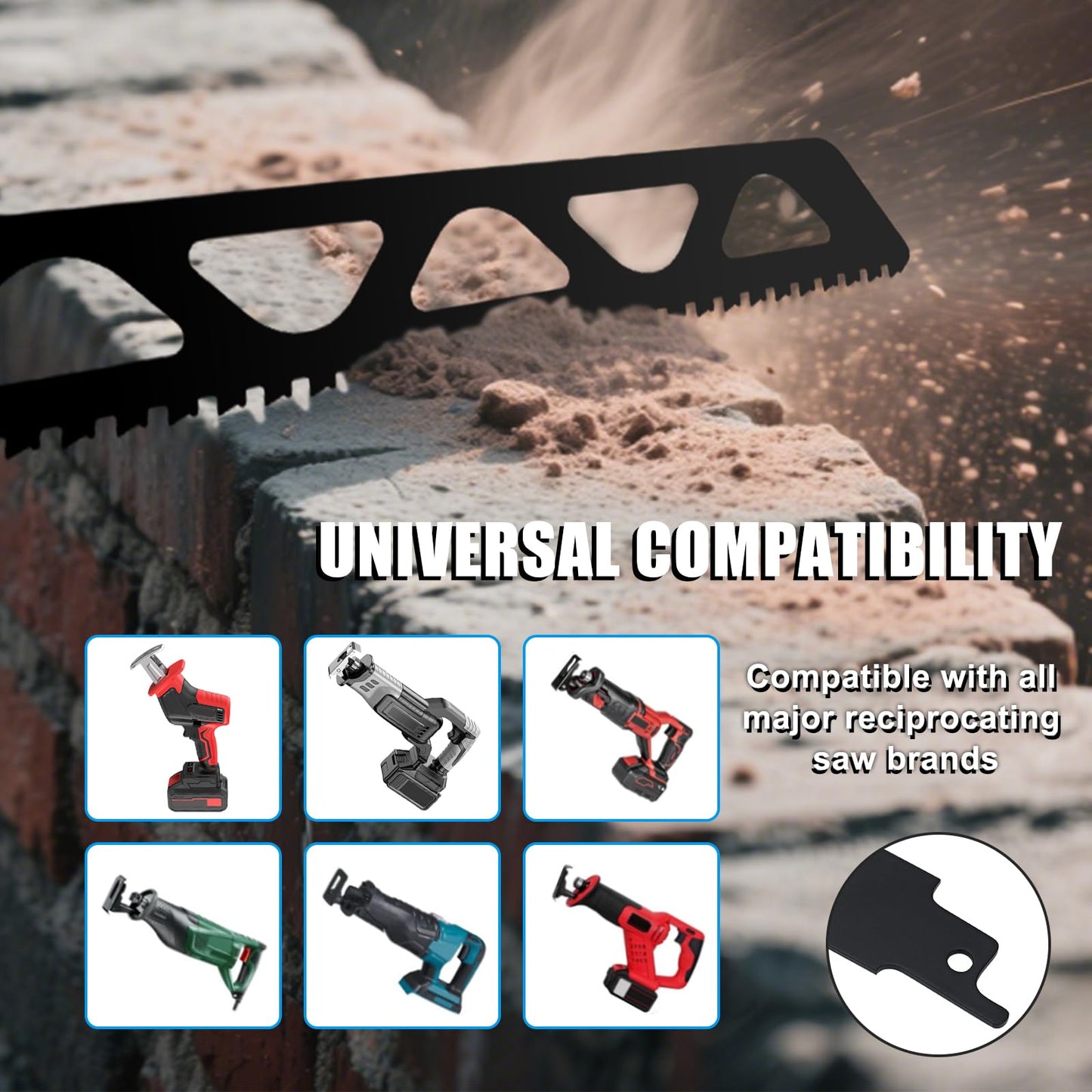 12 inch Masonry Reciprocating Saw Blades,2TPI Carbide Blade Strong teeths for Cutting Brick, Cement, Porous Concrete，3 Pack (3, 12 inch)