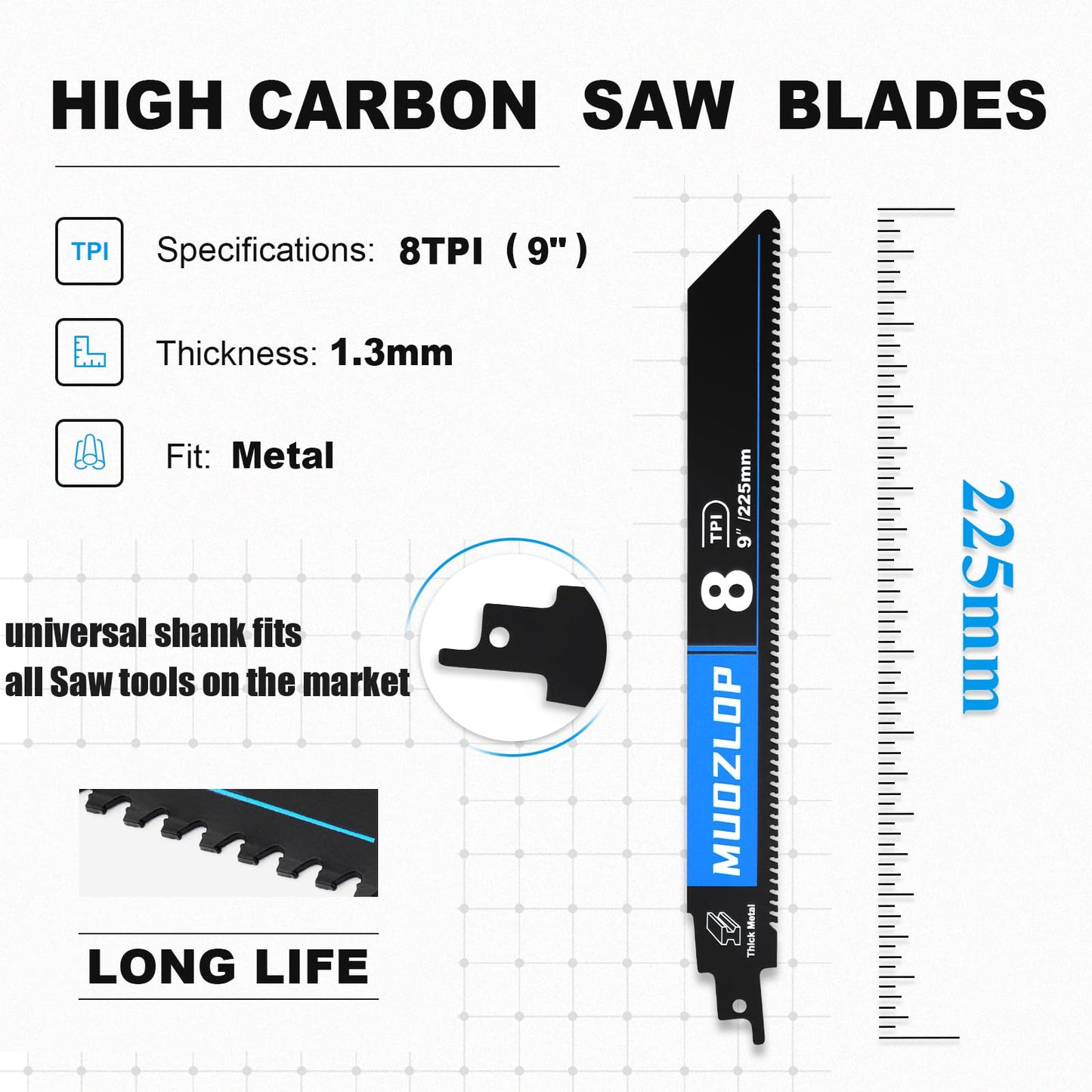 2 Pack 12 inch Reciprocating Saw Blades Set，3 TPI High Carbon Saw Blades for Wood Cutting ，Saw Blades with Organizer Case (2, 3T/12inch)
