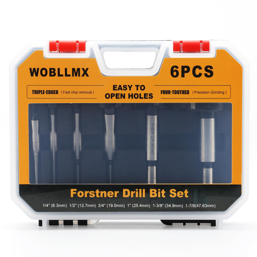 10PCS Forstner Drill Bit,Triple Flute Tungsten Carbide Tipped - for Hard Wood,Soft Wood Woodworking Hinge Cutter Tool Kits for Veneered Plywood Plastic