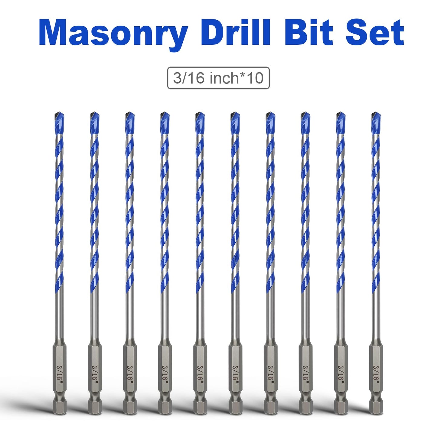 5 Pack 1/8 inch Masonry Drill Bit Set,Concrete Drill Bit Set with Hex Shank,Carbide Tip Drill Bits for Concrete, Cement, Tile,Brick, Plastic and Ceramic (1/8"（5 Pcs）)