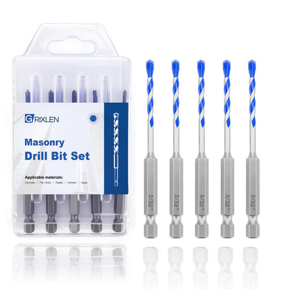 5er-Pack 5/32" Mauerbohrer-Set, Betonbohrer-Set, Betonbohrer für Beton, Fliesen, Ziegel, Zement, Glas (Sechskantschaft, 5/32 Zoll (5er-Pack))