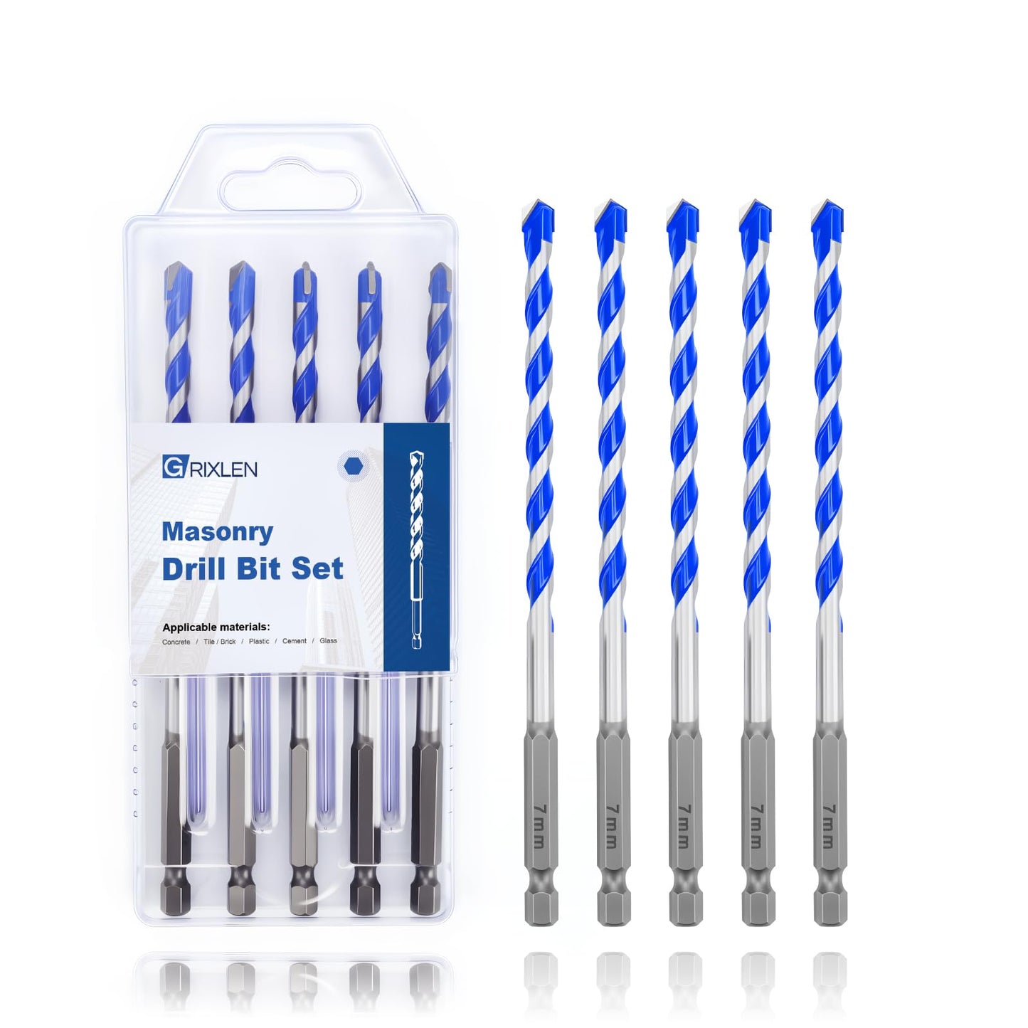 5 Pack 5/32" Masonry Drill Bit Set,Concrete Drill Bit Set,Concrete Drill Bits for Concrete, Tile,Brick, Cement,Glass (Hex Shank, 5/32 inch（ 5 Pack ）)