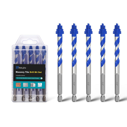 5er-Pack 3/16 Zoll Fliesenbohrer, Sechskantschaft-Stufenbohrer für Fliesen, Beton, Porzellan, Ziegel, Glas, Zement, 15,2 cm Länge