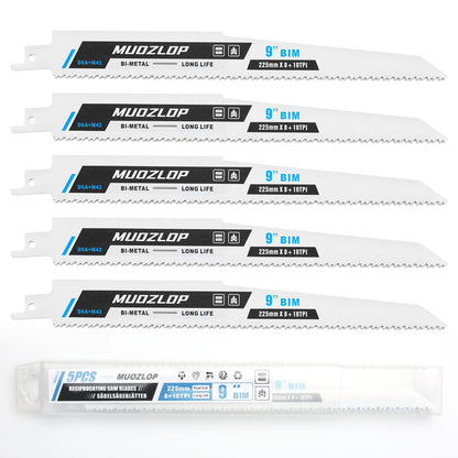 5er-Pack 9-Zoll-Säbelsägeblätter-Set, 6TPI-Sägeblätter aus Kohlenstoffstahl, Holzsägeblätter mit Organizer-Box (5, 6TPI/9 Zoll)