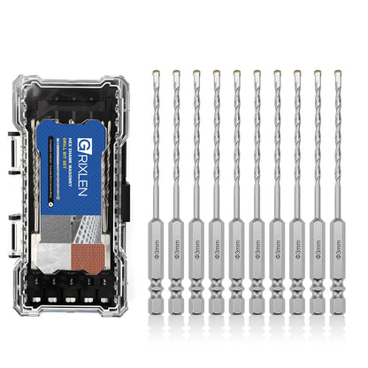 3er-Pack 1/4"(6mm) Sechskantschaft Hammerbohrer Steinbohrer, 110mm Länge Steinbohrer für Beton, Zement, Ziegel, Stein (3 Stück, 1/4" x 4.3" (6x110mm))