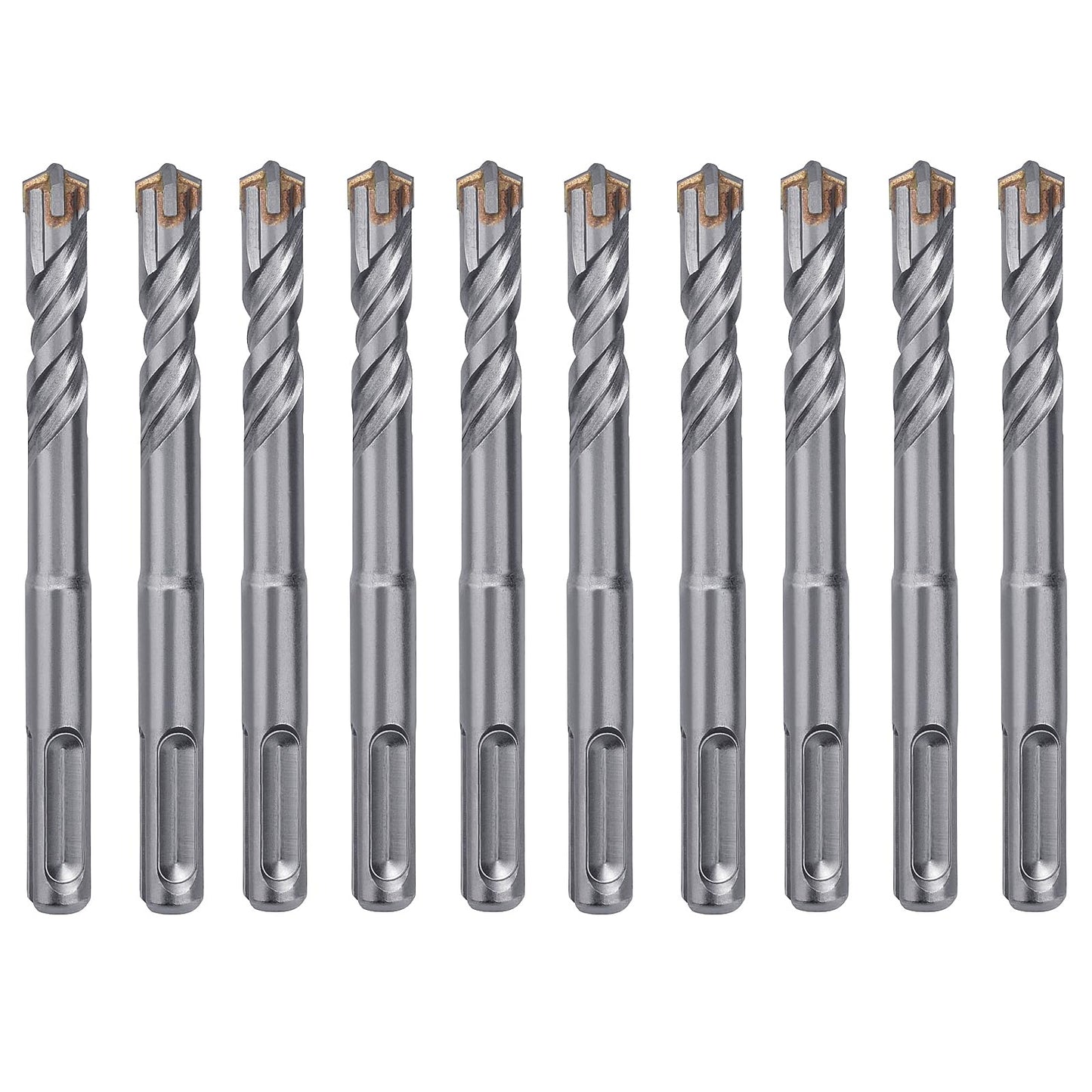 10 Pack 3/8 inch x 6.3 inch SDS Plus Rotary Hammer Bit, Concrete Drill Bits for Concrete, Brick, Cement and Stone, 6.3 inch Length (3/8 inch - 10 Pack)