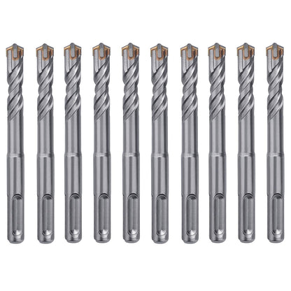 10er-Pack 3/8 Zoll x 6,3 Zoll SDS Plus Bohrhammerbohrer, Betonbohrer für Beton, Ziegel, Zement und Stein, 6,3 Zoll Länge (3/8 Zoll - 10er-Pack)