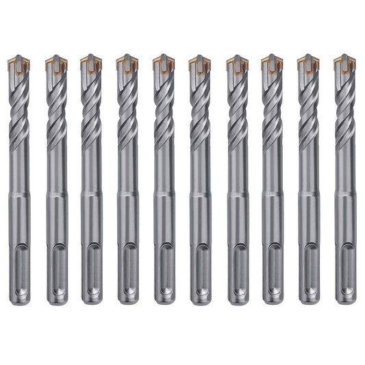 10 Pack 3/8 inch x 6.3 inch SDS Plus Rotary Hammer Bit, Concrete Drill Bits for Concrete, Brick, Cement and Stone, 6.3 inch Length (3/8 inch - 10 Pack)