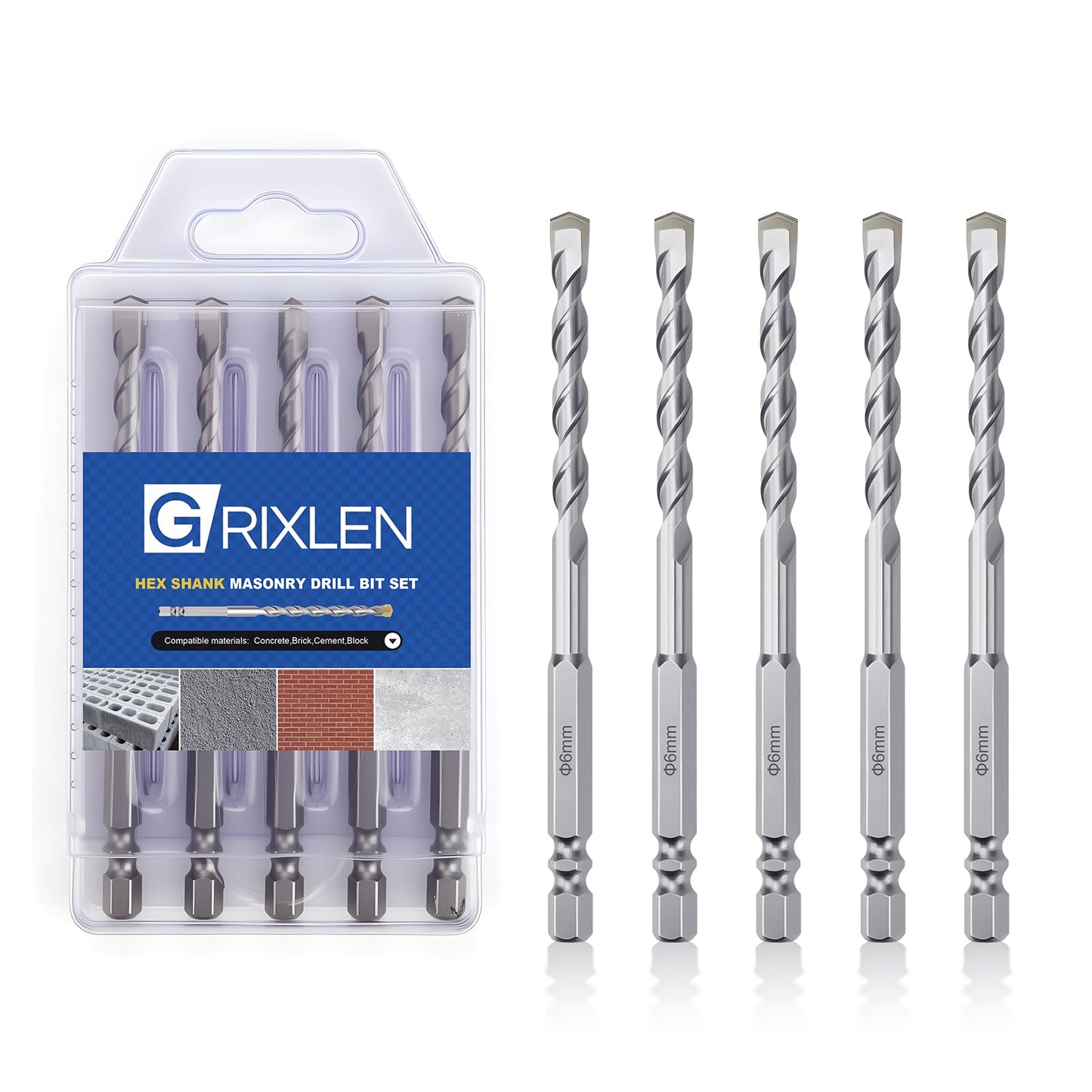3 Pack 1/4"(6mm) Hex Shank Hammer Drill Masonry Bits, 4.3" Length Masonry Drill Bits for Concrete, Cement, Brick, Stone (3 Pieces, 1/4" x 4.3" (6x110mm))