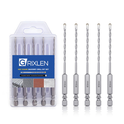 3er-Pack 1/4"(6mm) Sechskantschaft Hammerbohrer Steinbohrer, 110mm Länge Steinbohrer für Beton, Zement, Ziegel, Stein (3 Stück, 1/4" x 4.3" (6x110mm))