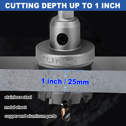 3/4" (19 mm) Lochsäge mit Wolframkarbidspitze, Lochsäge mit M2-Zentrierbohrer für Hartmetall-Edelstahl, Metall, Eisen und Kunststoff, 25 mm Bohrtiefe (3/4" (19 mm))