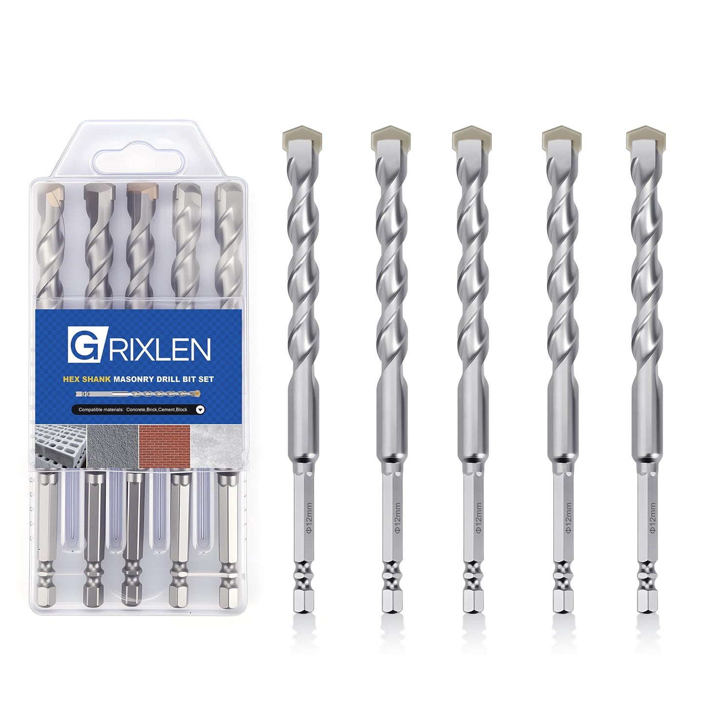 3 Pack 1/4"(6mm) Hex Shank Hammer Drill Masonry Bits, 4.3" Length Masonry Drill Bits for Concrete, Cement, Brick, Stone (3 Pieces, 1/4" x 4.3" (6x110mm))